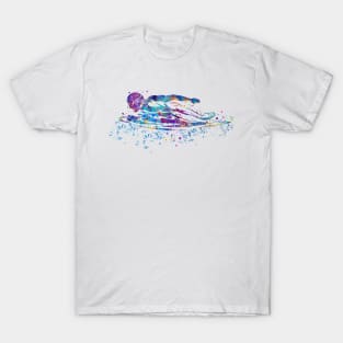 Boy Swimming Breaststroke Watercolor Sport Gift T-Shirt